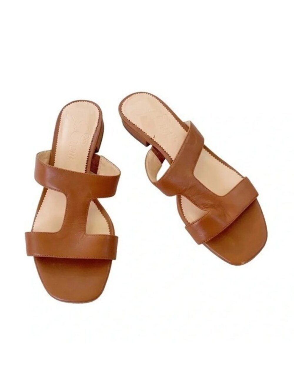 J. Crew Leather Hazel Cutout Flat Sandals Rich Oak Size 8 retail $138 - Picture 5 of 13